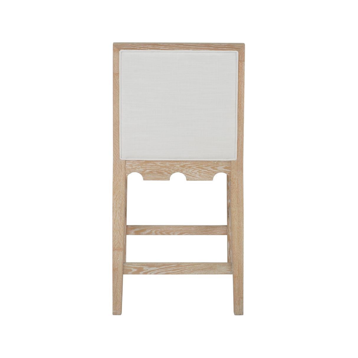 Worlds Away Square Back Counter Stool With Decorative Apron In Cerused Oak With Performance White Linen Upholstery