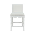 Worlds Away Square Back Counter Stool With Decorative Apron In Matte White Lacquer With Performance White Linen Upholstery