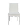 Worlds Away Square Back Dining Chair With Decorative Apron In Matte White Lacquer With Performance White Linen Upholstery