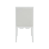 Worlds Away Square Back Dining Chair With Decorative Apron In Matte White Lacquer With Performance White Linen Upholstery