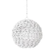Worlds Away Sphere Shaped Pendant Wrapped With Whitewash Wood Beads