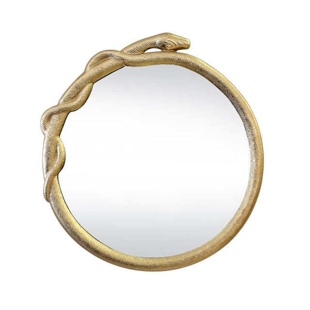 Worlds Away Entangled Snake Frame Round Mirror In Gold