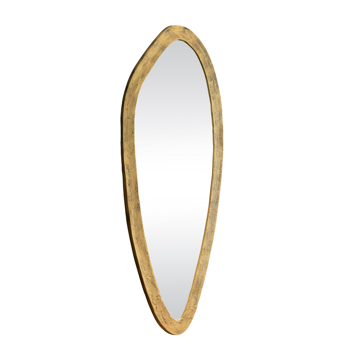 Worlds Away Organic Oval Shaped Mirror In Brass Finish