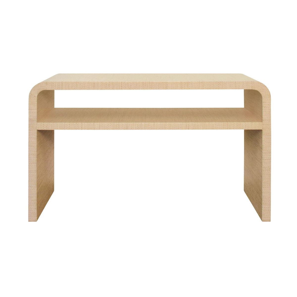 Worlds Away Waterfall Edge Two Tier Console Table In Natural Grasscloth