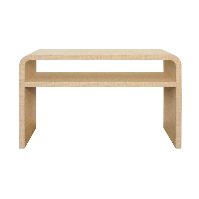 Worlds Away Waterfall Edge Two Tier Console Table In Natural Grasscloth