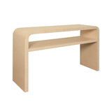 Worlds Away Waterfall Edge Two Tier Console Table In Natural Grasscloth