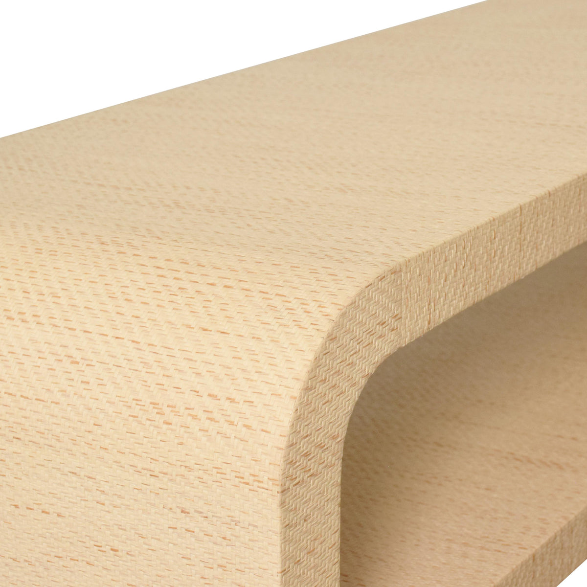 Worlds Away Waterfall Edge Two Tier Console Table In Natural Grasscloth