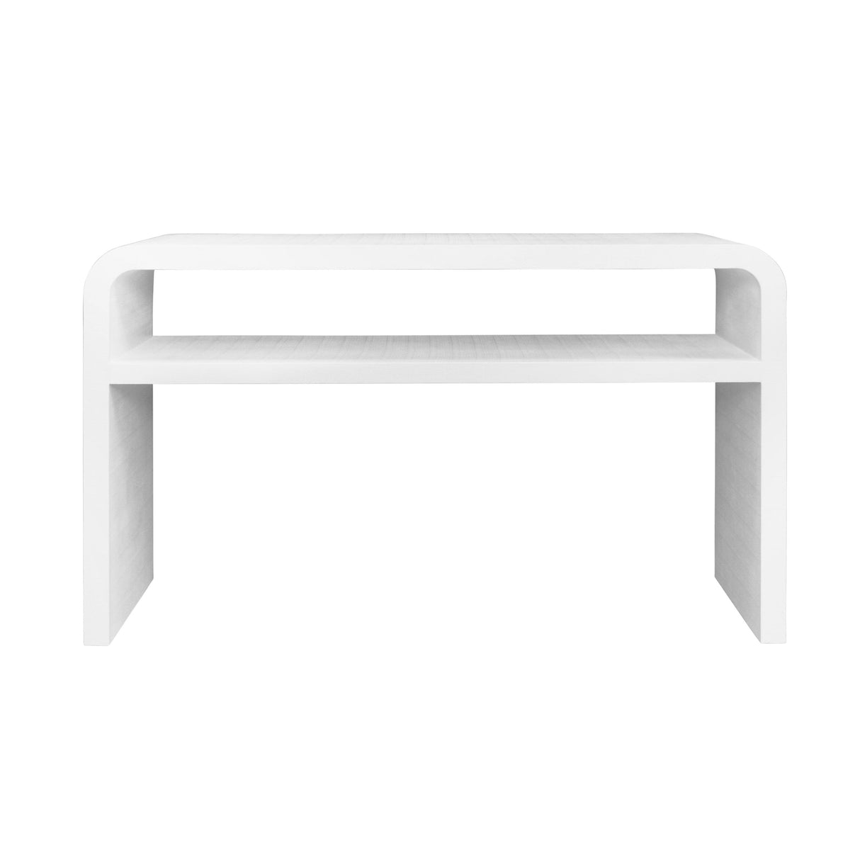 Worlds Away Waterfall Edge Two Tier Console Table In Textured White Linen