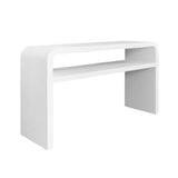 Worlds Away Waterfall Edge Two Tier Console Table In Textured White Linen