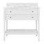 Worlds Away Bath Vanity With Fluted Leg And Open Cane Shelf, One Opening Drawer (Bottom) With Painted Grasscloth Detail And Brass Ball Hardware In Matte White Lacquer