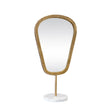 Worlds Away Small Table Top Mirror In Aged Gold Finish On White Marble Base