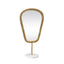 Worlds Away Small Table Top Mirror In Aged Gold Finish On White Marble Base