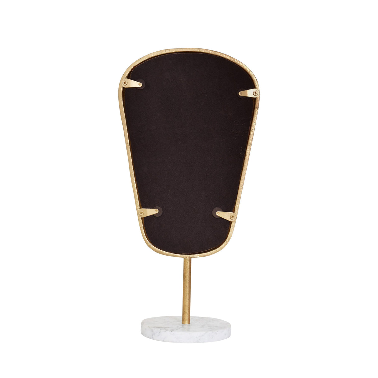 Worlds Away Small Table Top Mirror In Aged Gold Finish On White Marble Base