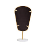 Worlds Away Small Table Top Mirror In Aged Gold Finish On White Marble Base