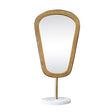 Worlds Away Large Table Top Mirror In Aged Gold Finish On White Marble Base