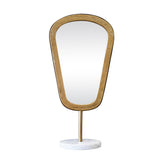 Worlds Away Large Table Top Mirror In Aged Gold Finish On White Marble Base