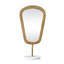 Worlds Away Large Table Top Mirror In Aged Gold Finish On White Marble Base