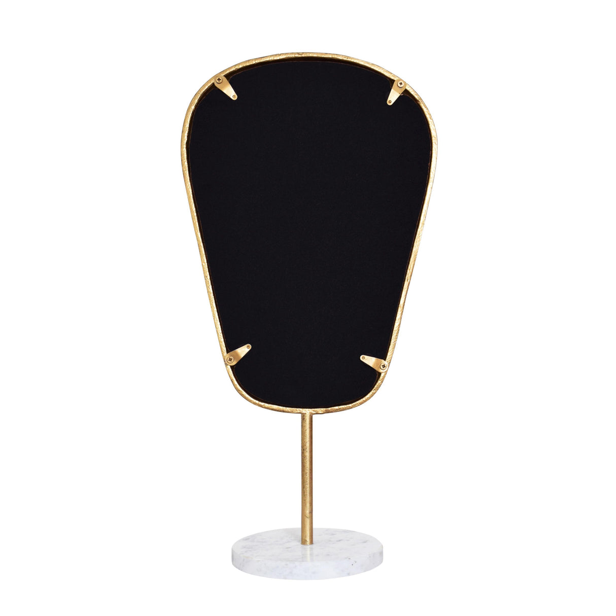 Worlds Away Large Table Top Mirror In Aged Gold Finish On White Marble Base