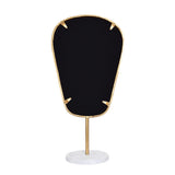 Worlds Away Large Table Top Mirror In Aged Gold Finish On White Marble Base
