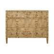 Worlds Away Four Drawer Chest In Burl Wood With Glass Top