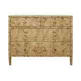 Worlds Away Four Drawer Chest In Burl Wood With Glass Top