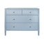 Worlds Away Four Drawer Chest In Textured Light Blue Linen With Glass Top