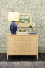 Worlds Away Four Drawer Chest In Natural Grasscloth With Glass Top