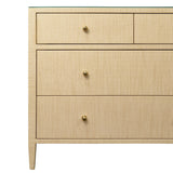 Worlds Away Four Drawer Chest In Natural Grasscloth With Glass Top