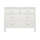 Worlds Away Four Drawer Chest In Textured White Linen With Glass Top