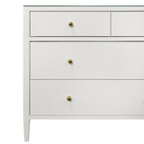 Worlds Away Four Drawer Chest In Textured White Linen With Glass Top