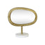 Worlds Away Iron Tabletop Mirror In Aged Gold Finish On White & Grey Marble Base
