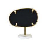 Worlds Away Iron Tabletop Mirror In Aged Gold Finish On White & Grey Marble Base