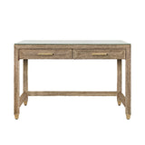 Worlds Away Two Drawer Desk In Wrapped Rope With Glass Top And Brass Foot Caps