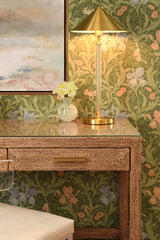 Worlds Away Two Drawer Desk In Wrapped Rope With Glass Top And Brass Foot Caps