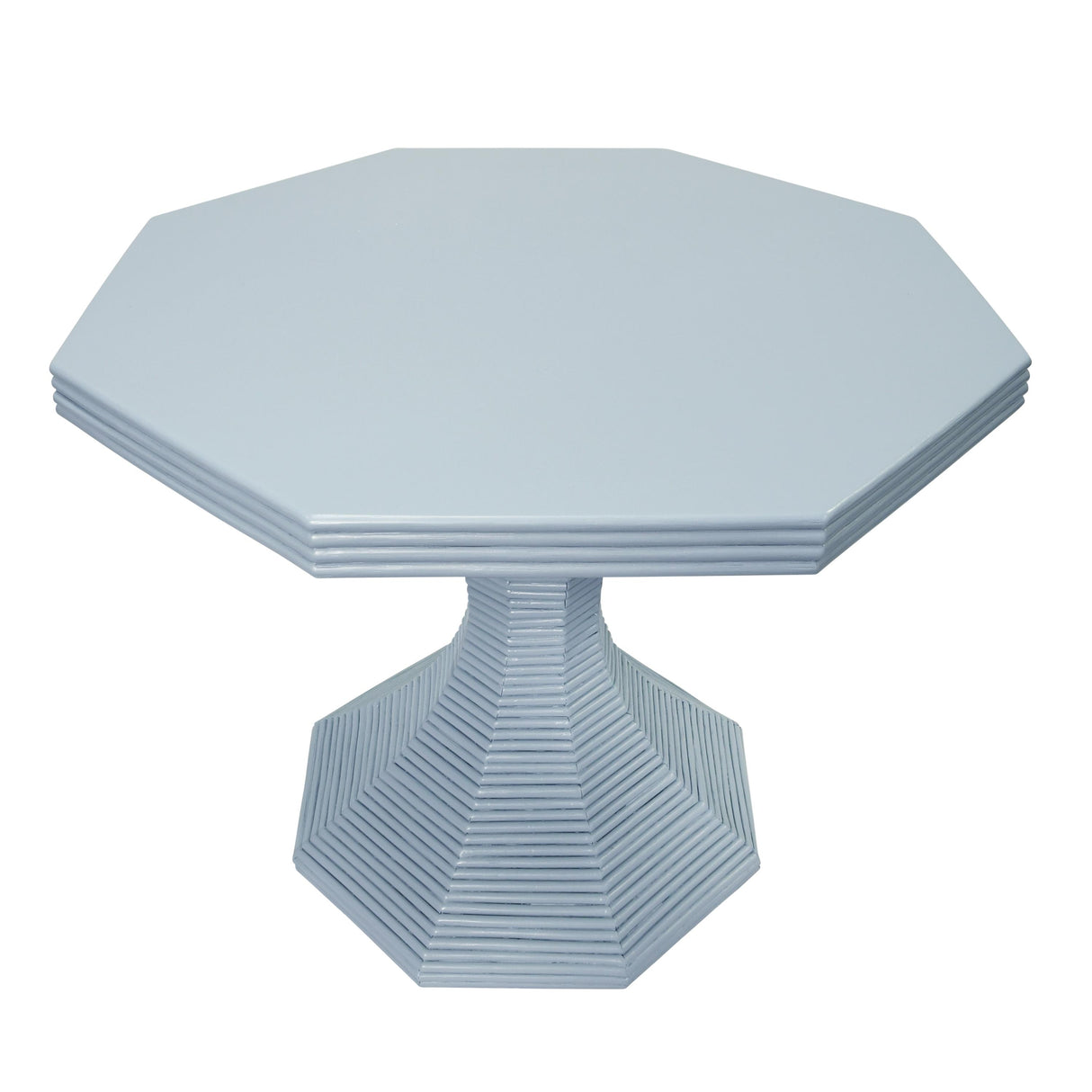 Worlds Away Octagonal Reeded Side Table In Painted Light Blue