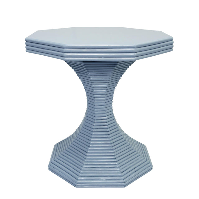 Worlds Away Octagonal Reeded Feature Table In Painted Light Blue