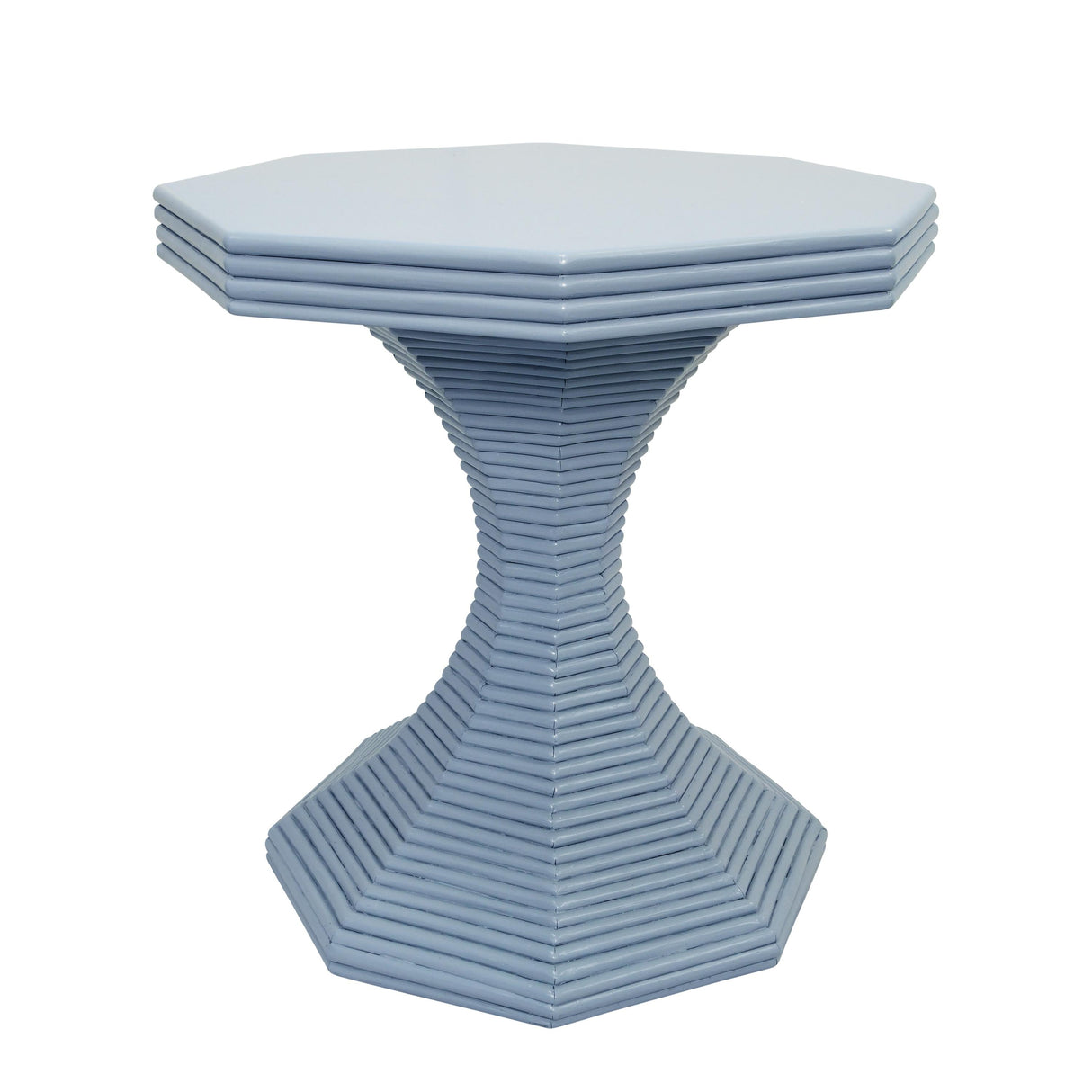 Worlds Away Octagonal Reeded Feature Table In Painted Light Blue