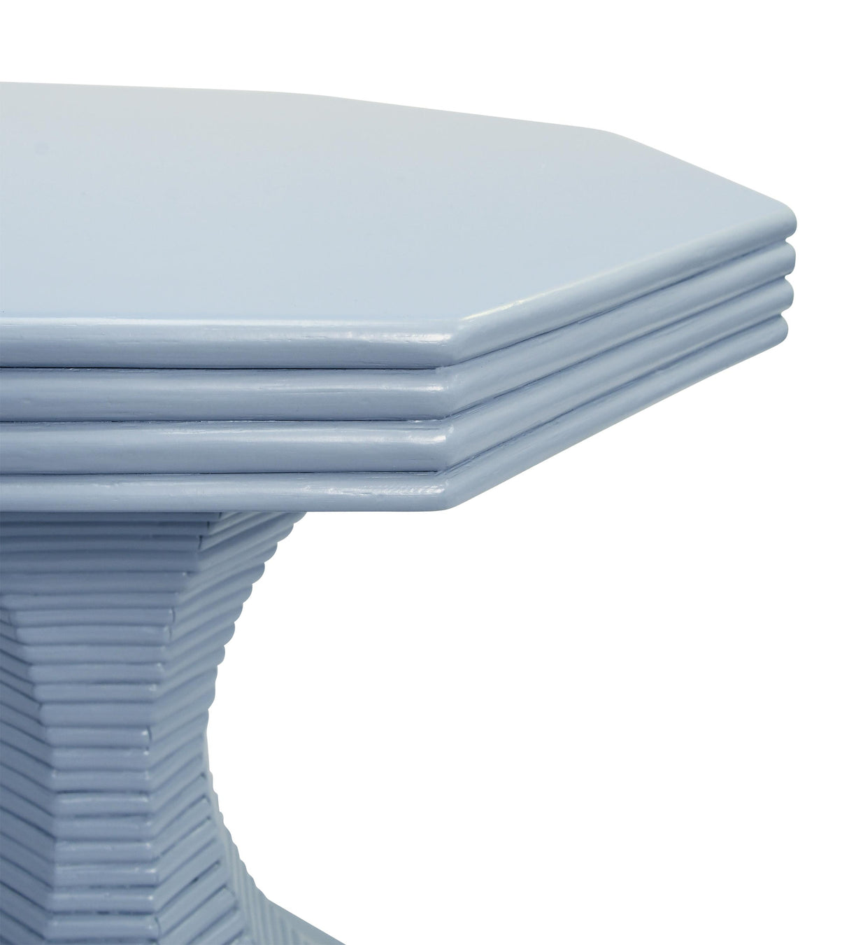 Worlds Away Octagonal Reeded Feature Table In Painted Light Blue