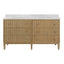 Worlds Away Bath Vanity With Vertical Fluted Detail On Drawers In Cerused Oak With White Marble Top, Double Porcelain Sinks, And Polished Brass Knobs, 60" Wide