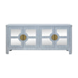 Worlds Away Four Door Mirror Front Reeded Case Buffet In Painted Light Blue