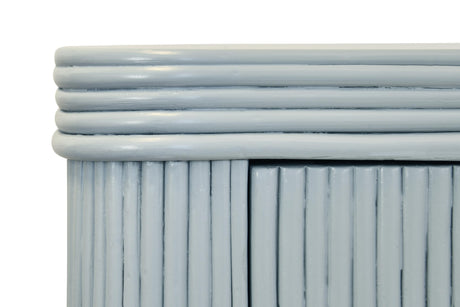 Worlds Away Four Door Mirror Front Reeded Case Buffet In Painted Light Blue