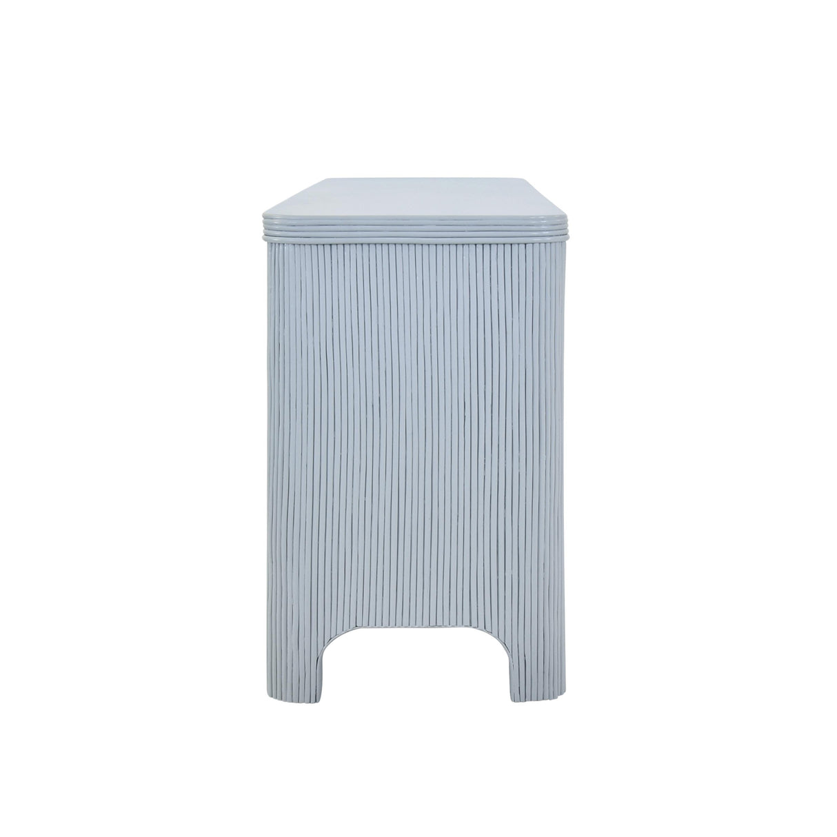 Worlds Away Four Door Mirror Front Reeded Case Buffet In Painted Light Blue