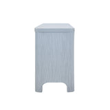 Worlds Away Four Door Mirror Front Reeded Case Buffet In Painted Light Blue