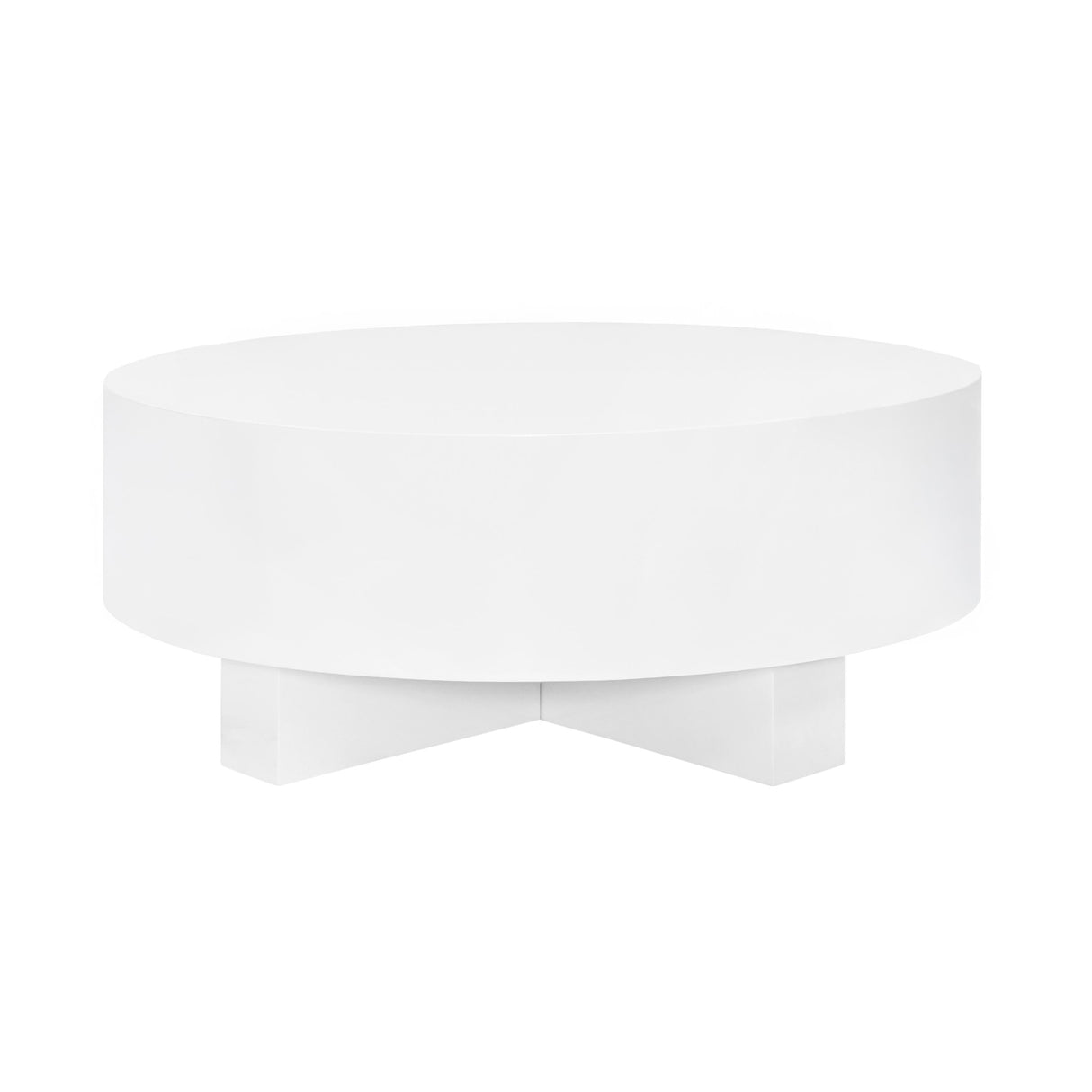 Worlds Away Thick Top Coffee Table With Cross Base In White Lacquer