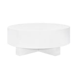 Worlds Away Thick Top Coffee Table With Cross Base In White Lacquer