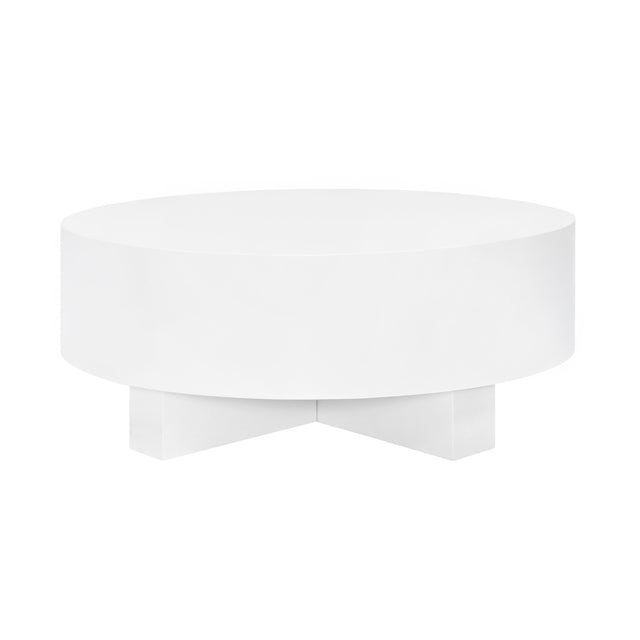 Worlds Away Thick Top Coffee Table With Cross Base In White Lacquer