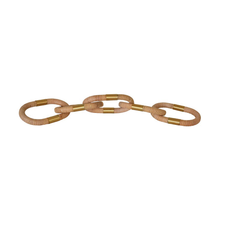 Worlds Away Oval Natural Rattan Decorative Chain With Brass Detail