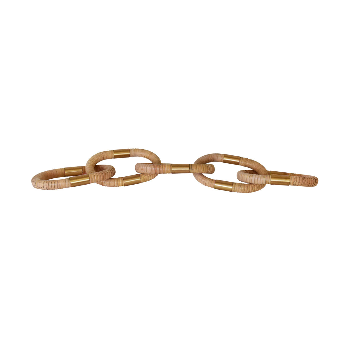 Worlds Away Oval Natural Rattan Decorative Chain With Brass Detail
