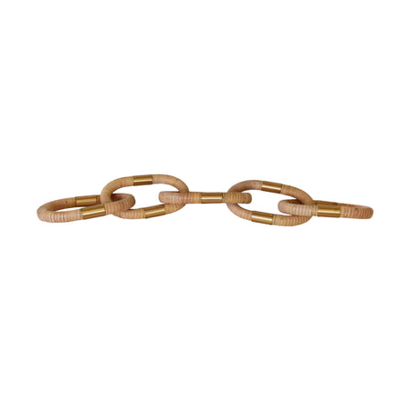 Worlds Away Oval Natural Rattan Decorative Chain With Brass Detail