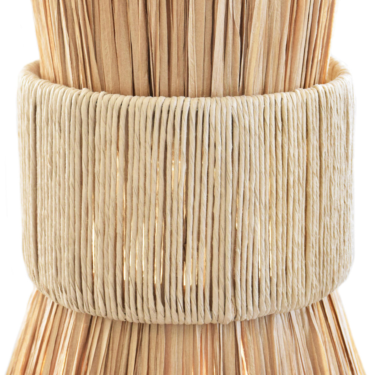 Worlds Away Elongated Hourglass Pendant Wrapped In Natural Rafia